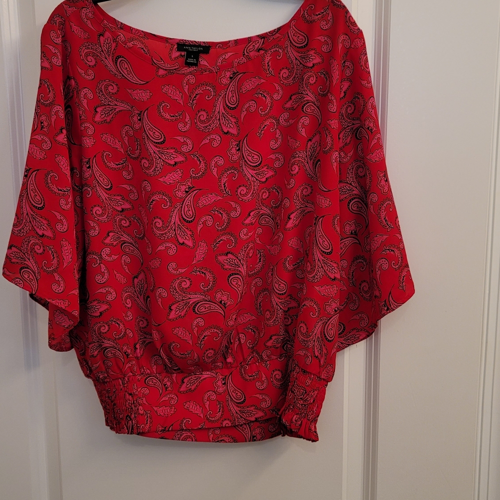 Ann Taylor Red Paisley Blouse